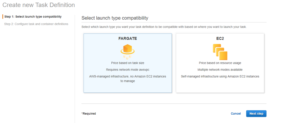 fargate launch type