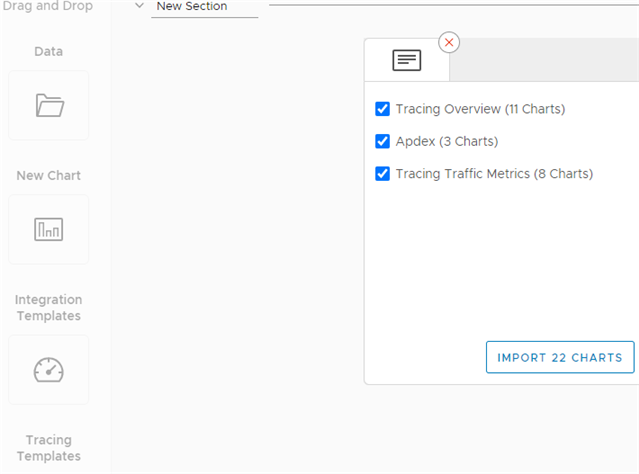 create a dashboard from a tracing template