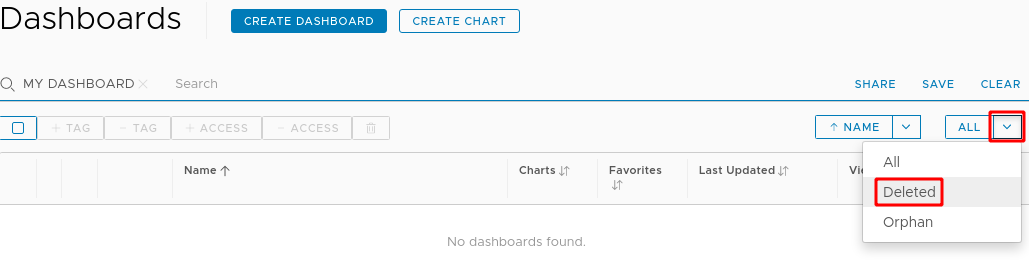 Change the dashboard view from all to deleted.