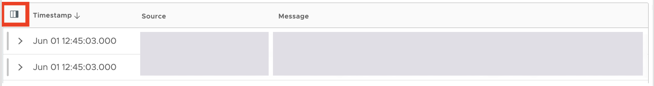 a screenshot of the table with the add column button highlighted