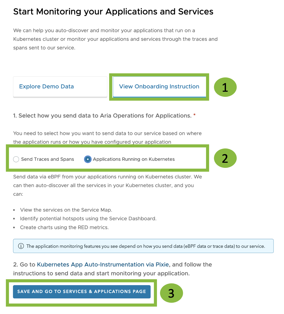 A screenshot of the annotated applications onboarding screen.