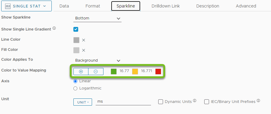 A screenshot of a the Color to Value Mapping settings discussed above.