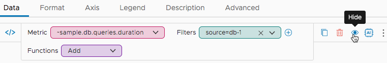 query in Chart Builder with the cursor over the Hide icon 